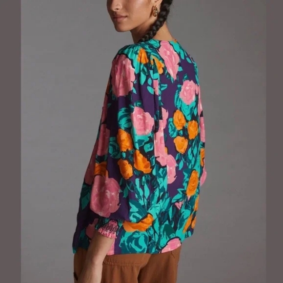 Nwot Plenty by Tracy Reese Puff-Sleeved Floral Blouse xs - Picture 3 of 14